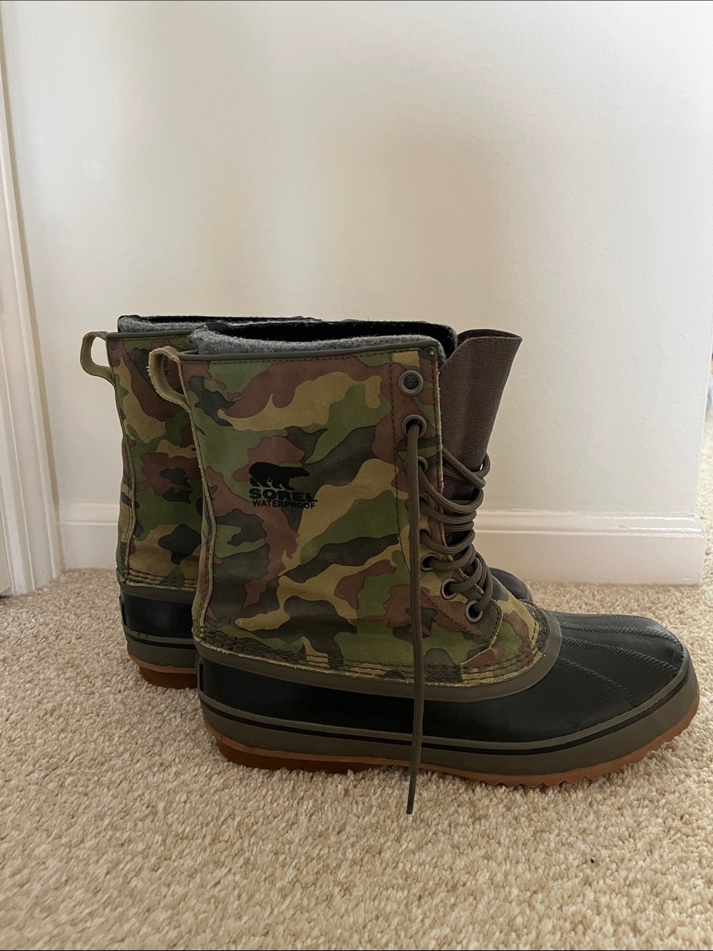 Sorel Men's Camo Lace-Up Waterproof Boots - Green, Brown, Black